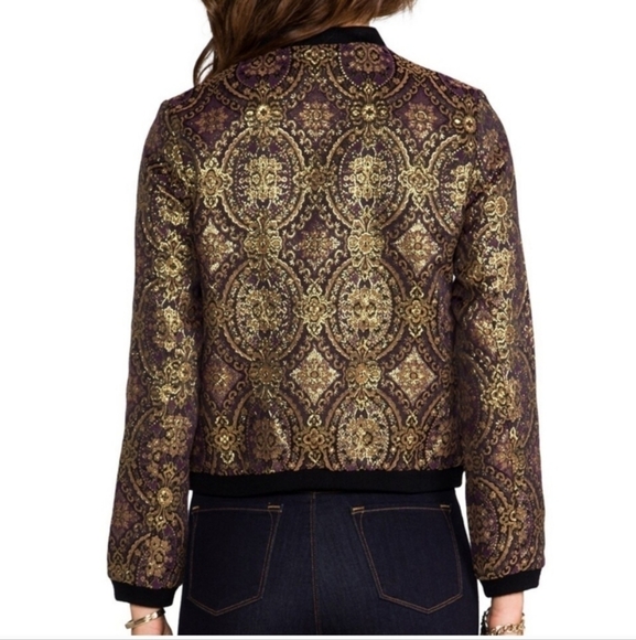 BB Dakota Joss Vintage Brocade Bomber Jacket small medium @E - Picture 3 of 11